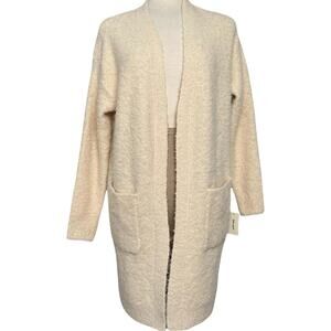 Women's Boucle long, open-front duster cardigan, in PASTEL ROSE TAN size S